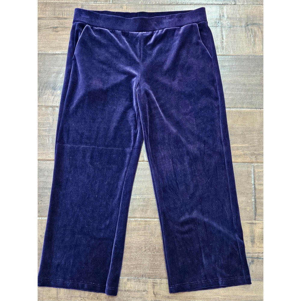 COZY Y2K Aesthetic Lauren Ralph Lauren Womens Purple‎ Velvet Wide Leg Pants L
